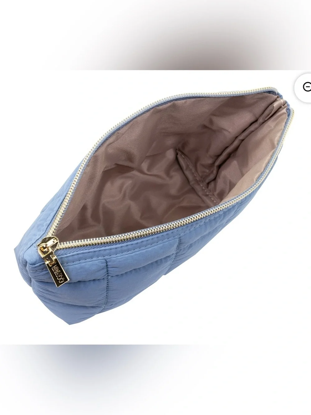 Conair Blue Quilted Clutch, Soft Polyester Beauty Pouch with Gold-Tone Hardware